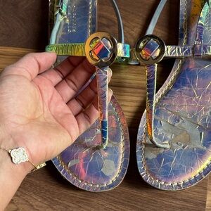 Mercedes Castillo Holographic Strappy Sandals